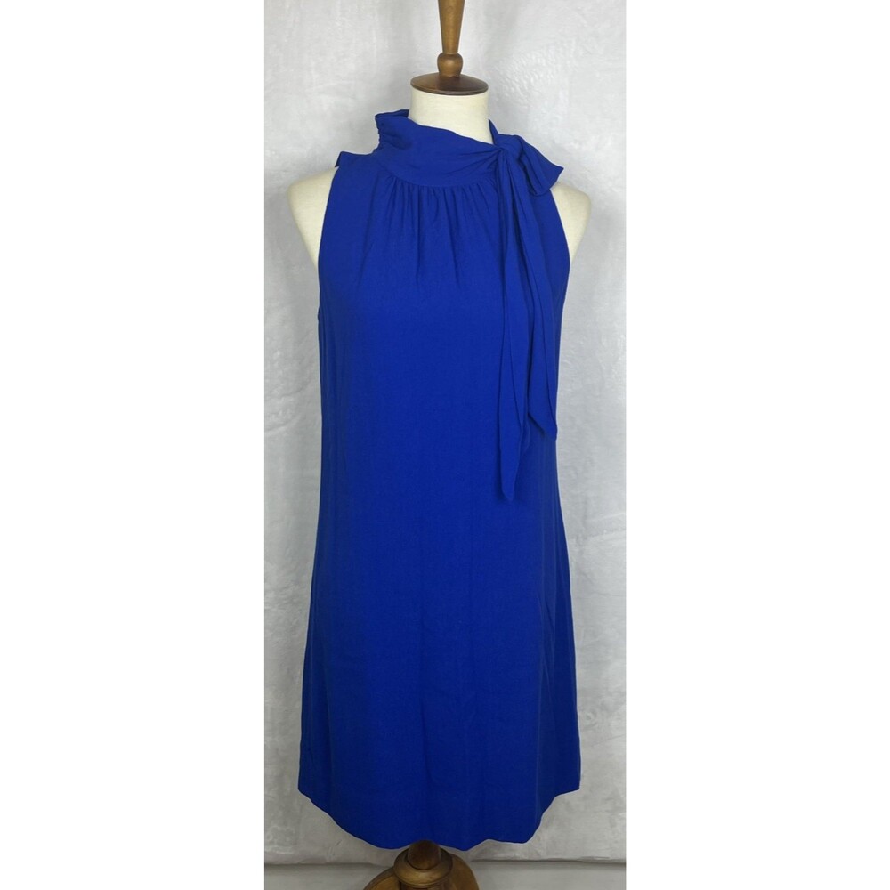 Ann Taylor Dress Sleeveless Neck Tie Blue Size 4 NEW